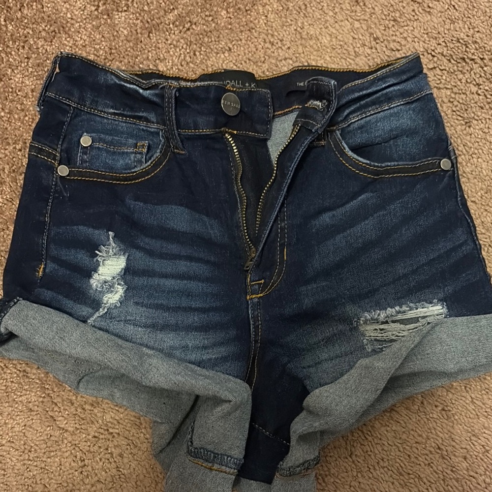 Kendall & Kylie Blue Jean Shorts Distressed High-Waisted